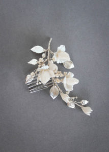 IRIS floral hair comb in silver 4