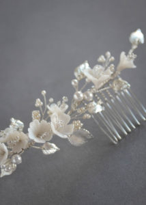 LYRIC floral headpiece in silver and ivory 1