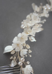 LYRIC floral headpiece in silver and ivory 3