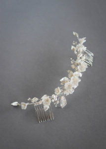 LYRIC floral headpiece in silver and ivory 4