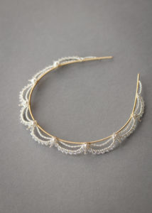 LAUDER bridal headpiece in gold and ivory 2