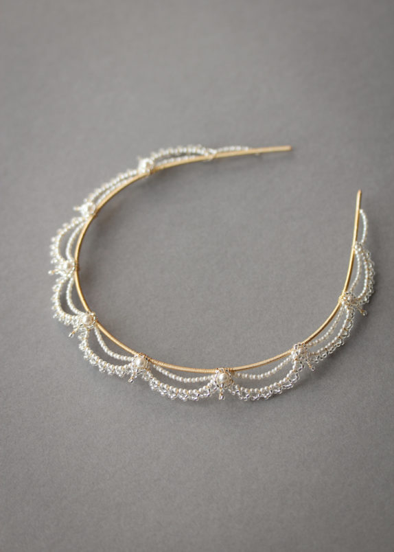 LAUDER bridal headpiece in gold and ivory 2