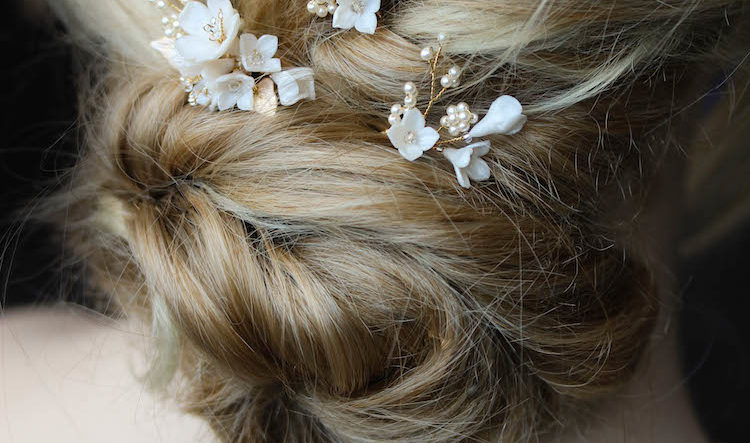 Petite Pins | Blush and pale gold floral hair pins