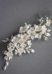 WISTERIA floral headpiece in silver and ivory 2
