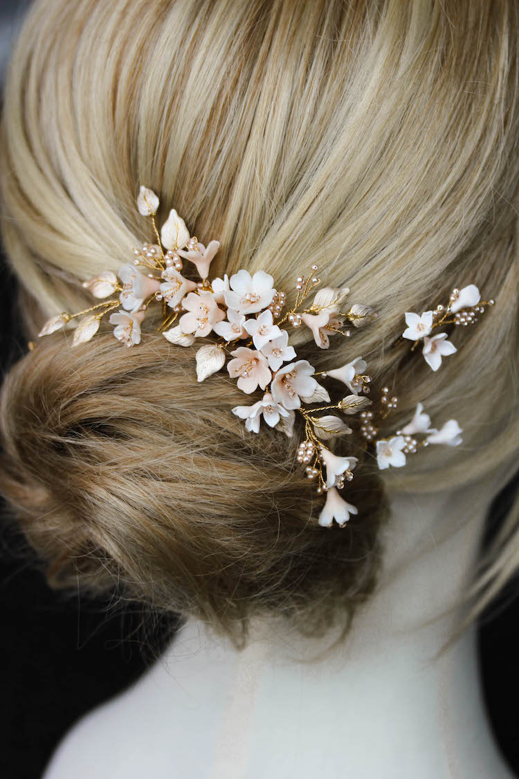 Wedding Clip Silver Light Rose Gold Wedding Clip Wedding Hair Clip Wedding Hair Accessories Handmade Flower Clip Head Pieces for Women