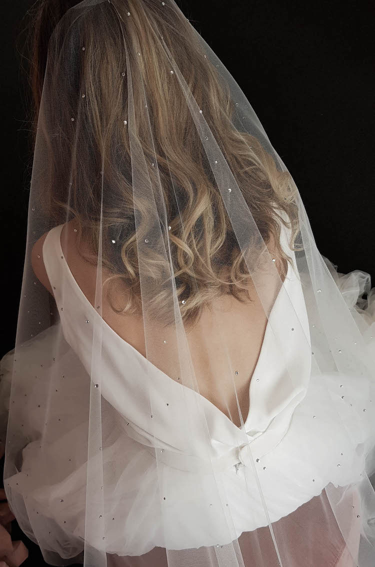 Ivory Wedding Veils with crystals  Ivory Cathedral Veil with crystals –  MWBRIDALSTORE