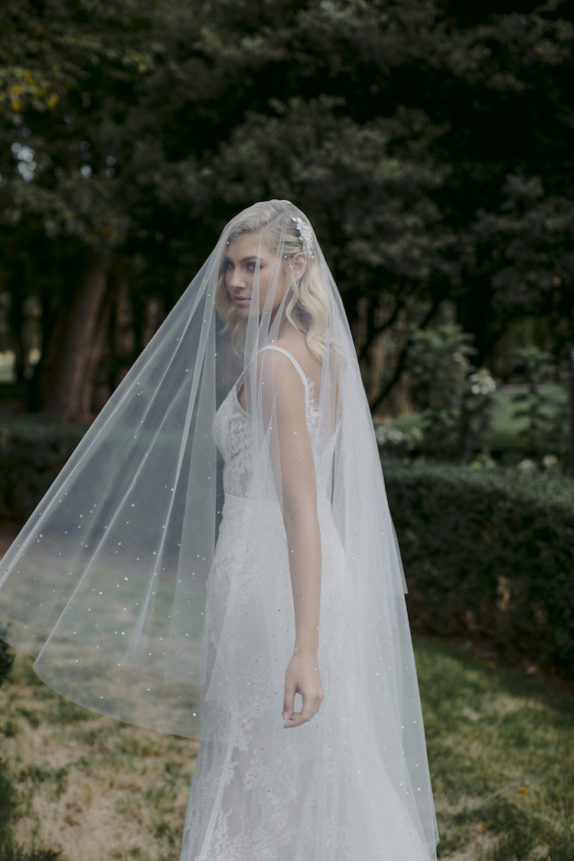 MIDNIGHT long wedding veil with crystals 13