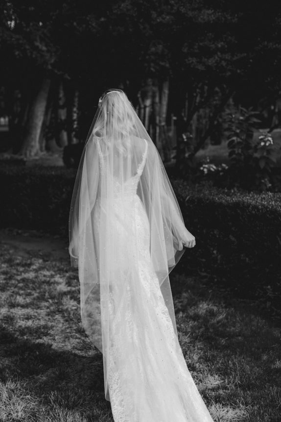 MIDNIGHT long wedding veil with crystals 14