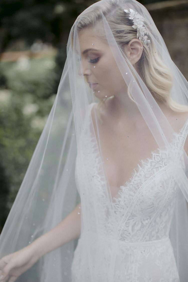 Ivory Wedding Veils with crystals  Ivory Cathedral Veil with crystals –  MWBRIDALSTORE