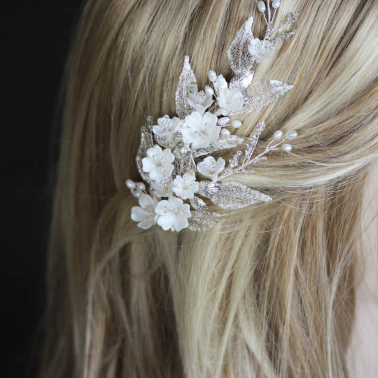 Bespoke for Thuy_a silver floral hair comb with pearls 1
