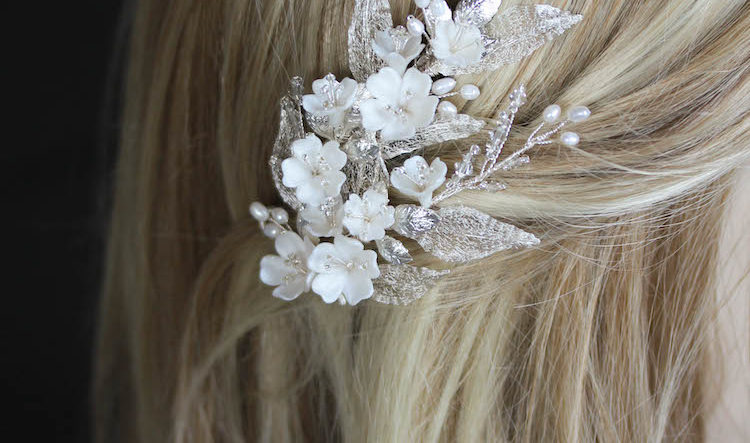 Side Swept | A bespoke silver floral hair comb for bride Thuy