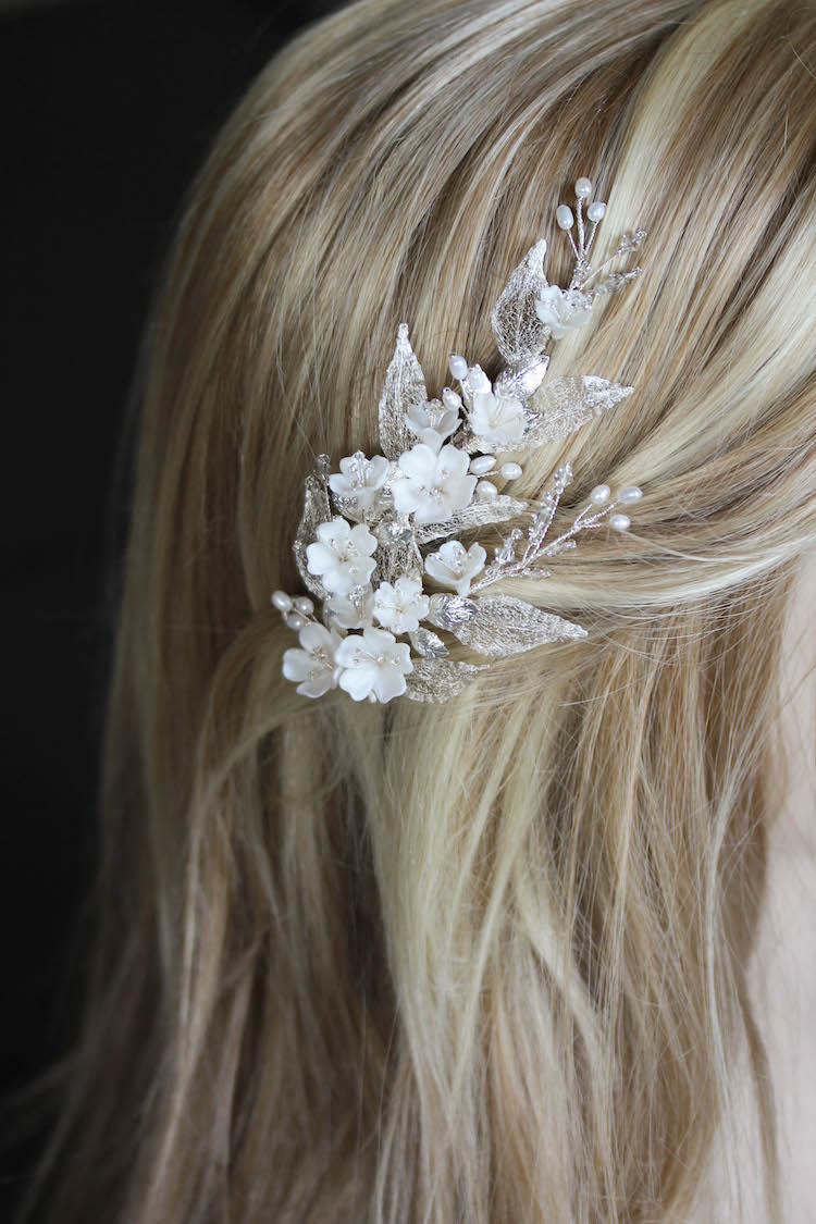Bespoke for Thuy_a silver floral hair comb with pearls 1