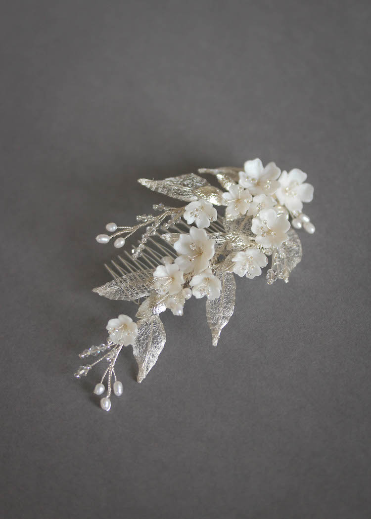 Bespoke for Thuy_a silver floral hair comb with pearls 2
