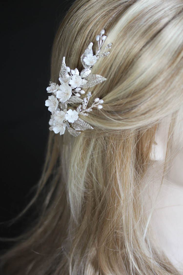 Bespoke for Thuy_a silver floral hair comb with pearls 4
