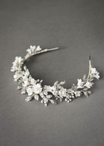 Bespoke for Samantha_silver crystal crown with white flowers 1