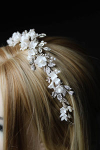 Bespoke for Samantha_silver crystal crown with white flowers 2