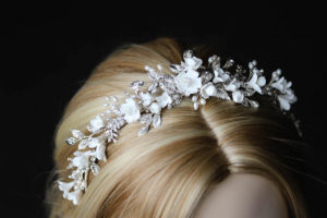 Bespoke for Samantha_silver crystal crown with white flowers 3