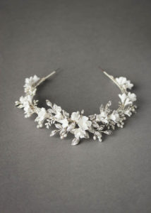 Bespoke for Samantha_silver crystal crown with white flowers 4