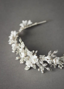 Bespoke for Samantha_silver crystal crown with white flowers 5