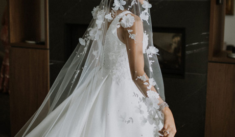 Bride Jemma Wearing Riviera Veil 9
