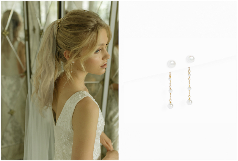 HUGO pearl earrings_one shoulder wedding dresses