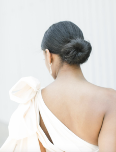 How to style a one shoulder dress_low set updo 1
