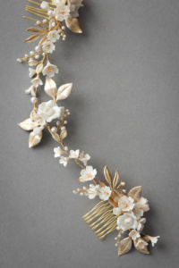 MUTED METALS | A pale gold and champagne bridal headpiece for Christina 2