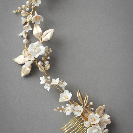 MUTED METALS | A pale gold and champagne bridal headpiece for Christina 2