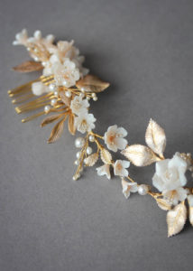 MUTED METALS | A pale gold and champagne bridal headpiece for Christina 3