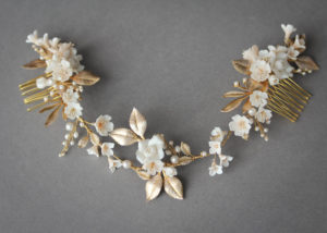 MUTED METALS | A pale gold and champagne bridal headpiece for Christina 4
