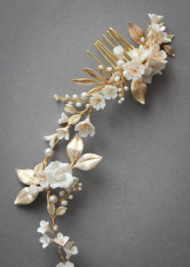MUTED METALS | A pale gold and champagne bridal headpiece for Christina 5