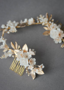 MUTED METALS | A pale gold and champagne bridal headpiece for Christina 6