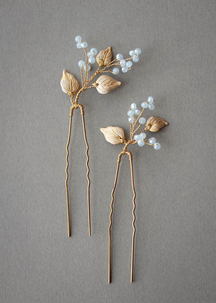 BLUEBELLS pale blue crystal hair pins 2