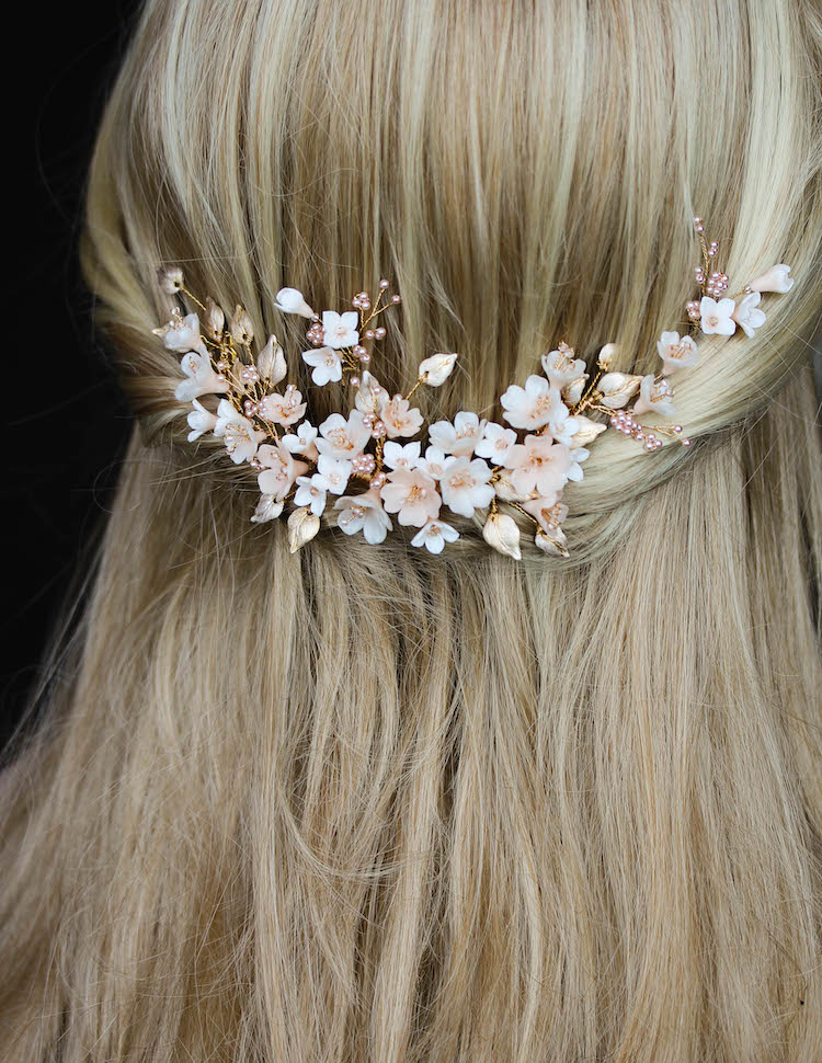 BESPOKE for Tristan_Cherry Blossom floral headpiece and hair pin set 11