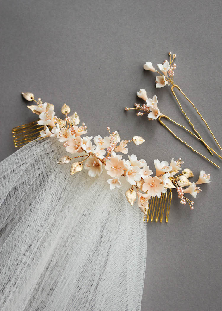 BESPOKE for Tristan_Cherry Blossom wedding headpiece and hair pin set 2