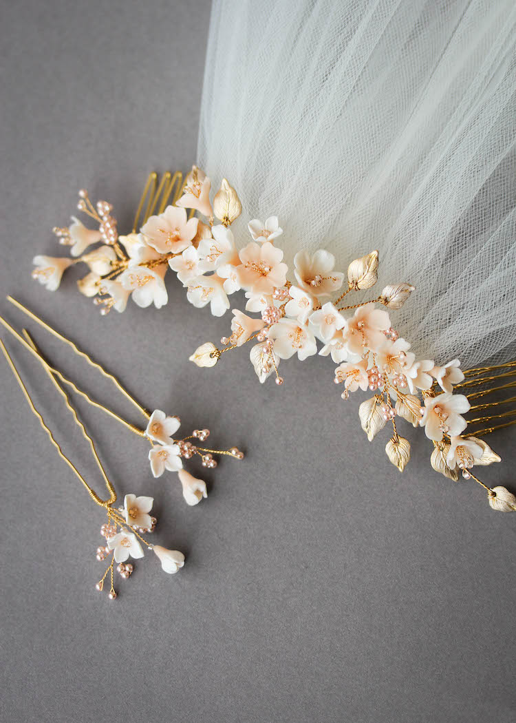 BESPOKE for Tristan_Cherry Blossom floral headpiece and hair pin set 8
