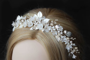 FLORES floral wedding crown in silver 1