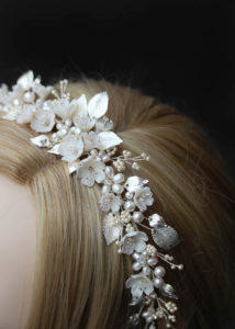 FLORES floral wedding crown in silver 2