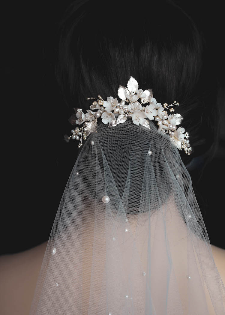 THEODORE  pearl wedding veil - TANIA MARAS BRIDAL