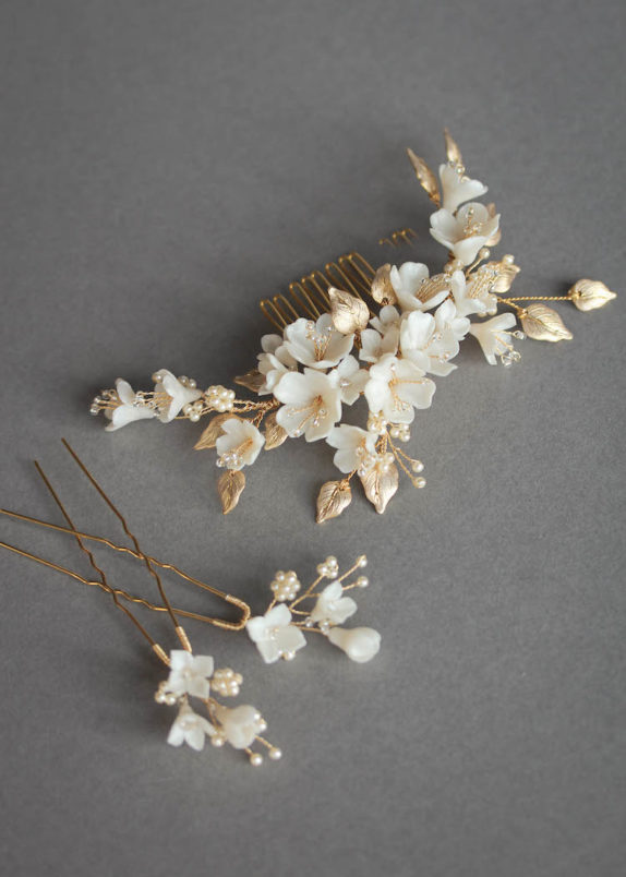 CHERRY BLOSSOM in pale gold and ivory 7