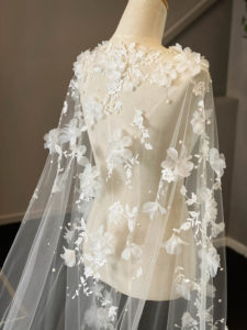 Fit for a Queen | A floral lace wedding cape for Alex 2