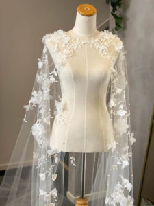 Fit for a Queen | A floral lace wedding cape for Alex 3