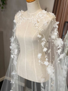 Fit for a Queen | A floral lace wedding cape for Alex 8