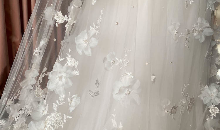 A showstopper embellished wedding veil for bride Monica