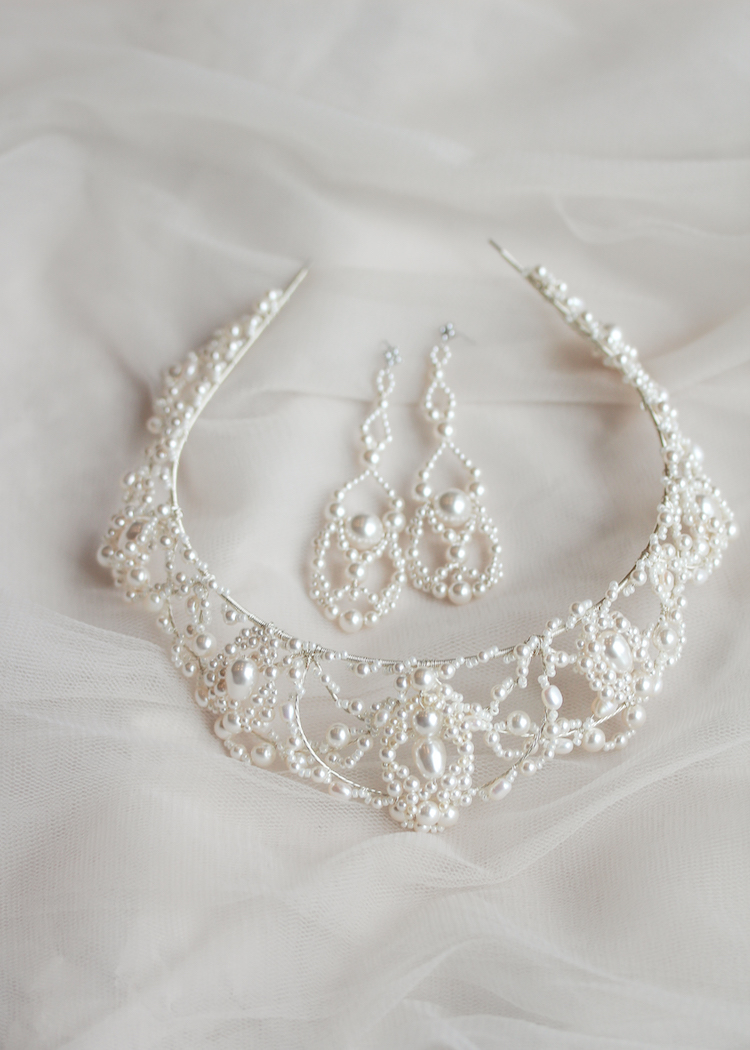 Victorian Freshwater Pearl Austrian Crystal Bridal Wedding Tiara Silver or Gold