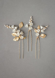 LILY OF THE VALLEY hair pins in gold 2