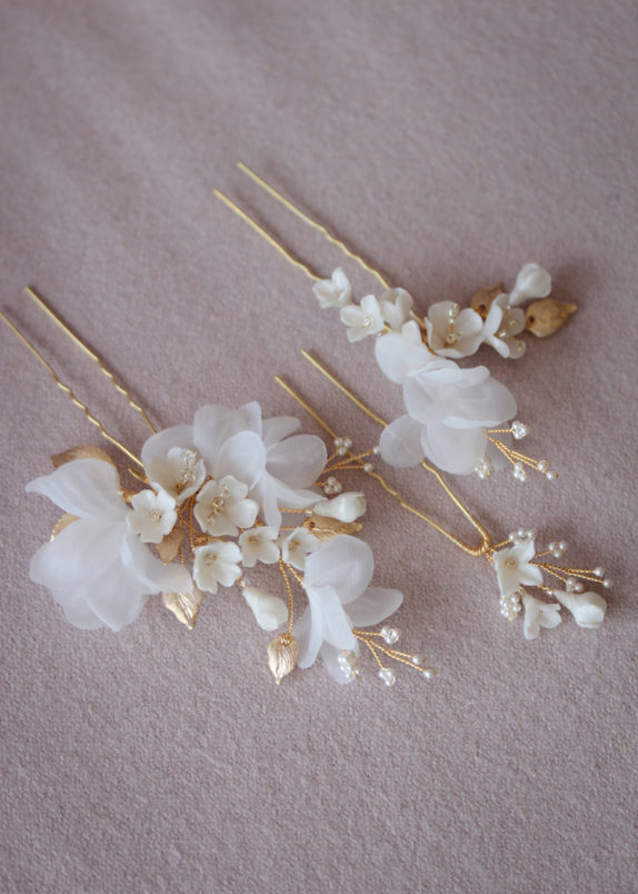 JOSETTE hair pins in ivory and gold 3