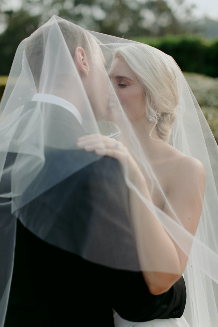 Bride Sophie wears Morning Mist crystal veil 1