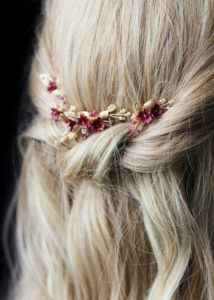 Regal red and gold floral hair pins for Ella 2