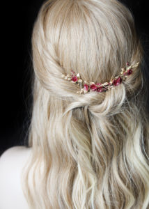 Regal red and gold floral hair pins for Ella 7